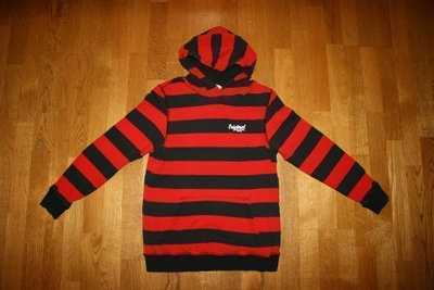 H&M musta-punaraidallinen huppari 158-164