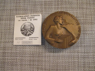 Patentti- ja Rekisterihallitus 150 V Mitali 1992/Paavilainen