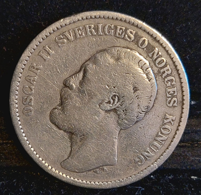 Ruotsin 2 kronor v.1877