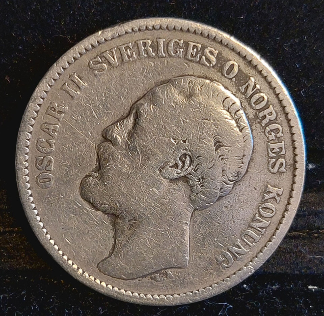 Ruotsin 2 kronor v.1877