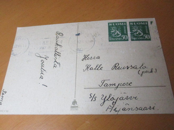 1944 Tampere kortti S/s Ylöjärvellä Äijänsaareen