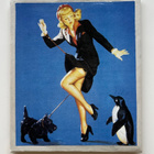 * Pin-up-magneetti * blondi, koira ja pingviini * - pikkukuva 1