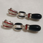 vintage Cabochon korvakorut emaloitu silver plated - pikkukuva 1