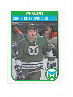1982-83 OPC #124 Chris Kotsopoulos , Hartford Whalers RC