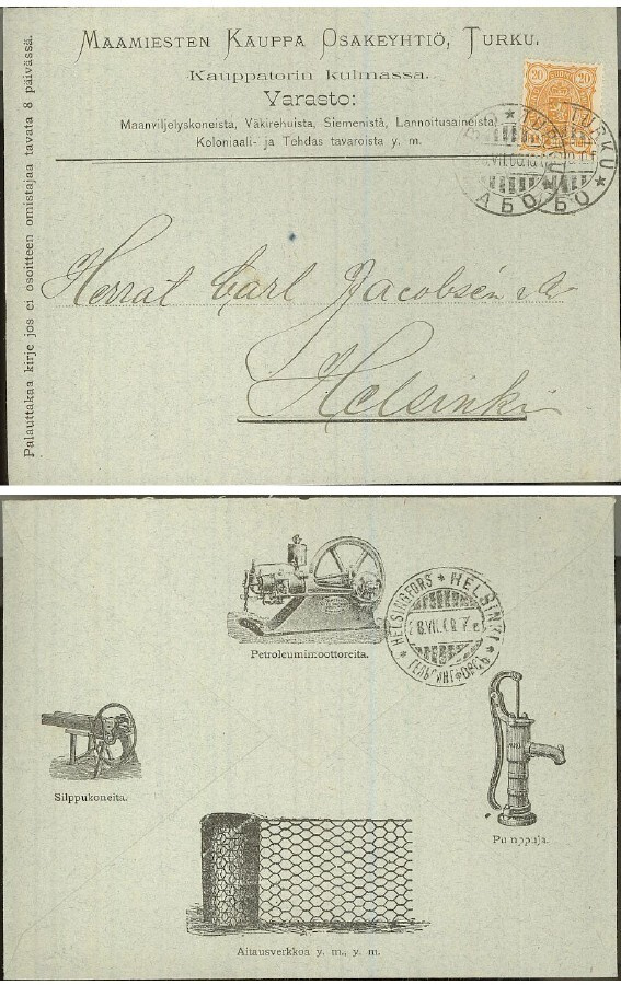 Maamiesten kauppa  Turku - firmakuori 1900
