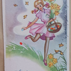 Nuori leidi heittelee Pääsiäismunia niitylle, p. 1954 - pikkukuva 1