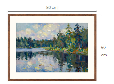 Uusi uniikki Järvimaisema art print taulu 60 cm x 80 cm