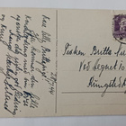 Pikkukokki ja koira tuovat kakun sekä kukkia autolla p. 1944 - pikkukuva 2