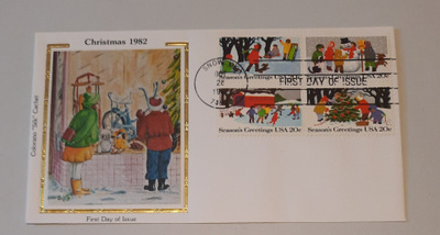 USA FDC nelilöllä Christmas 1982 Colorano "Silk"