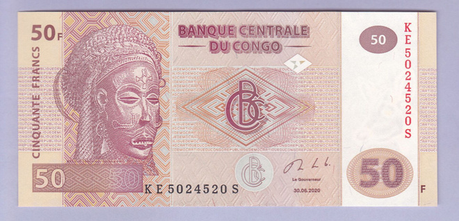 Kongo Congo DR 50 Francs v.2020 UNC P-97d