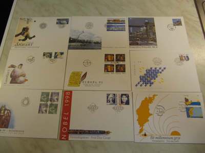 FDC Ruotsi 9 kirjettä .1995-1999.