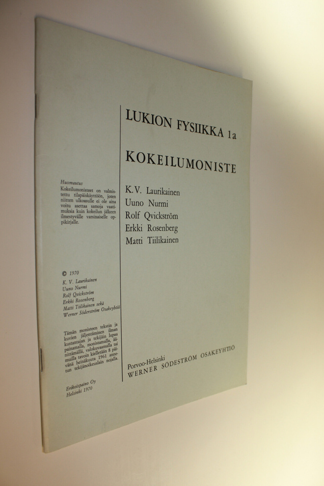 Lukion fysiikka 1a ; kokeilumoniste