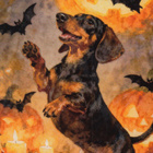 Halloween mäyräkoira jahtaa lepakoita - pikkukuva 1