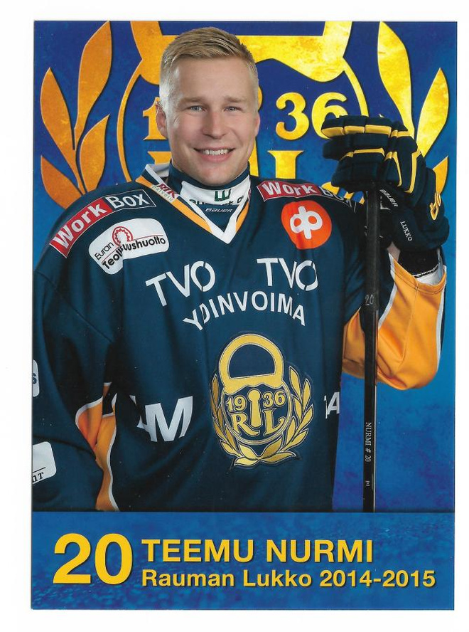 2014-15 Rauman Lukko Postikortti Teemu Nurmi