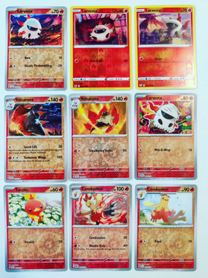 Pokemon Reverse Holo kortteja 9kpl