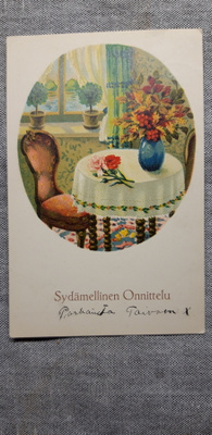Vanha onnittelukortti, kaunis vintage kortti, kulkenut 1922