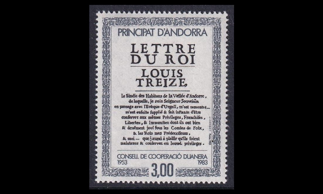 Andorra Fr 336 ** Tulliyhteistyöneuvosto 30v (1983)