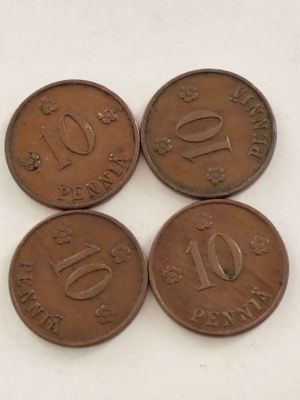 10 penniä 1926 4kpl
