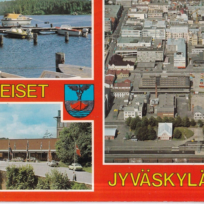 Jyväskylä. sommitelmakortti,  vaakuna. e282
