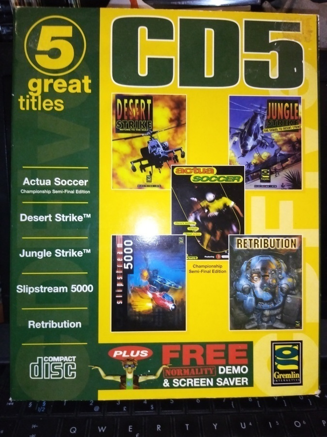 5 x pc peli: CD5 :  5 GREAT TITLES ( SIS POSTIKULU)