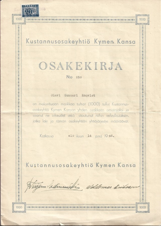 OKK 1946 Kustannus Oy Kymen Kansa Kotka