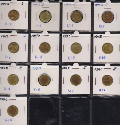 1952-1962 10 markkaa 13 erilaista kolikkoa Kl8