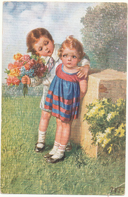 W FIALKOWSKA - Tyttö ja poika - kulk. 1927