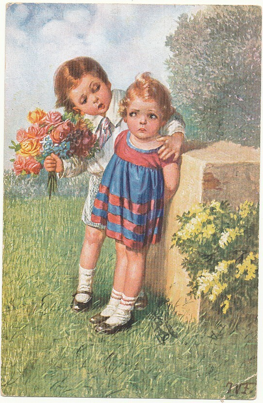 W FIALKOWSKA - Tyttö ja poika - kulk. 1927