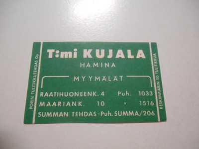 TT Etiketti T:mi Kujala Hamina
