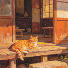 Kissa torkkuu auringossa - pikkukuva 1