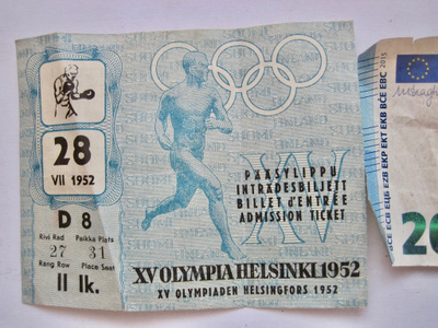 VANHA Pääsylippu Olympia 28.7.1952 Helsinki Nyrkkeily