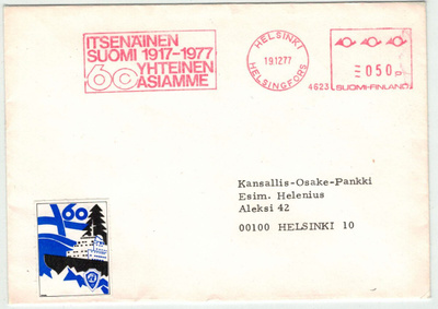 1977 ITSENÄINEN SUOMI 1917-1977 frankkeerausleima