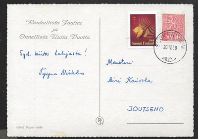 Postilähetys - Yl.m. 0,20 (LAPE 557) Suomenniemi 20.12.68