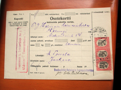 1920 Joutseno osoitekortti