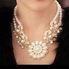 970 .. Exquisite Stylish Crystal Pearl Flower .. Kaulakoru - pikkukuva 4