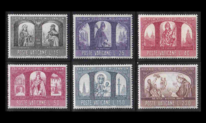 Vatikaani 502-7 ** Kristinusko Puolassa 1000v (1966)