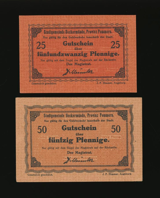 Saksa Notgeld 25, 50 Pfennig, Ueckermünde
