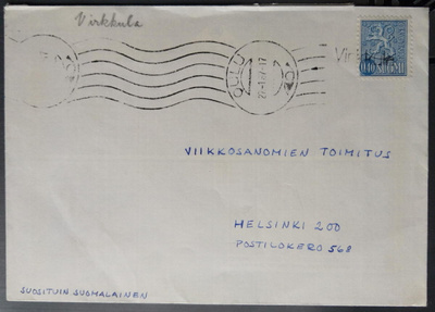 Pp-leima VIRKKULA / Oulu kirjeellä 1967