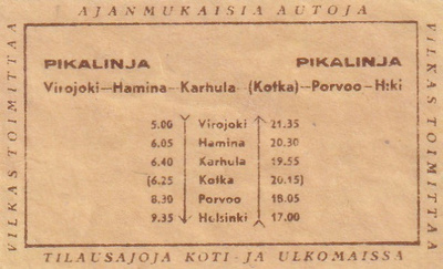 Pikalinja. Vilkas,  Helsinki -Porvoo - (Kotka) - Karhula s1