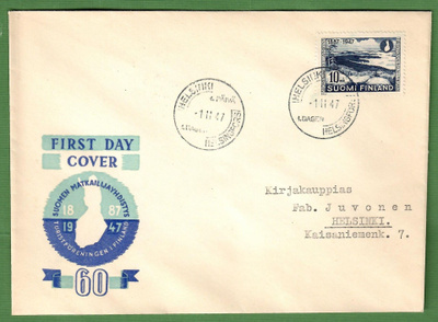 FDC 1.11.1947 Suomen Matkailuyhdistys 60 vuotta (100)