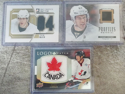 Mario Lemieux, Sidney Crosby ja Evgeni Malkin Patch-kortit