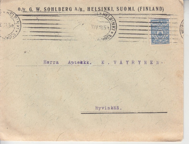 Firmakirje 1913 G.W Sohlberg