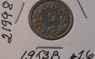 SVEITSI  5 Rappen  v. 1953B   KM#26  Circ