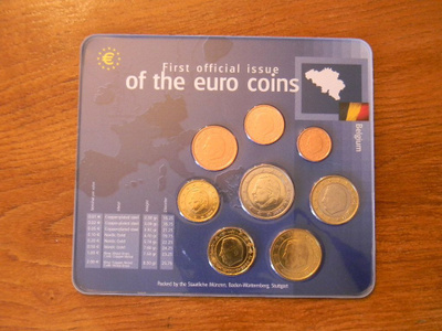 Belgia unc Rahasarja "1. vierallinen eurokolikoiden"