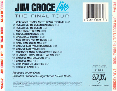 JIM CROCE - FINAL TOUR