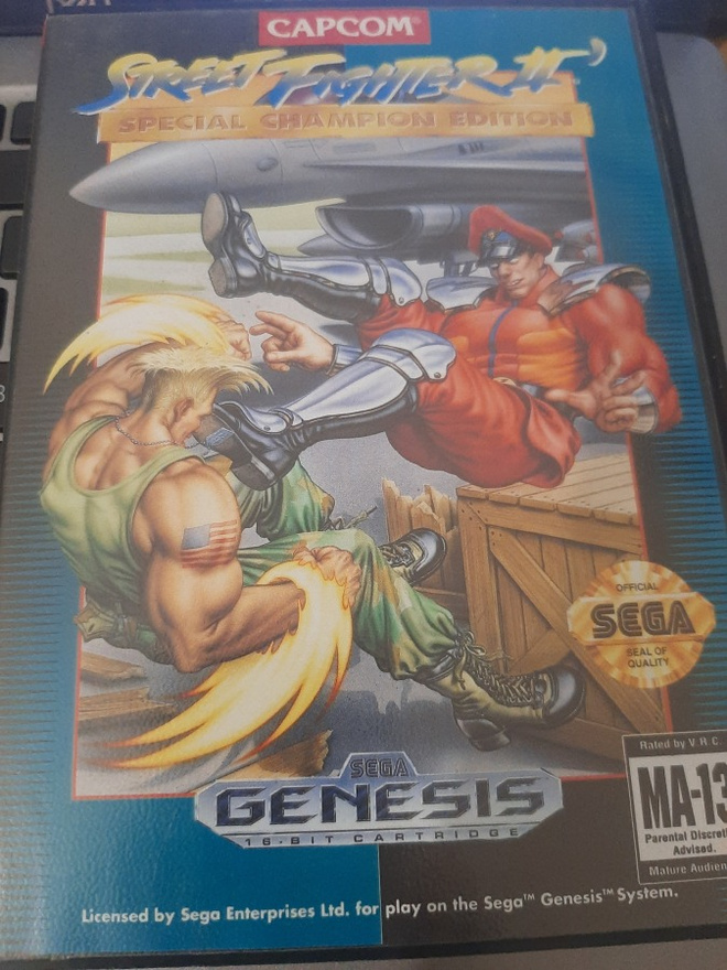 Sega Genesis Streer Fighter 2 SCE + kotelo + ohjeet