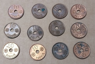 10 penniä 1942 - 12 kpl