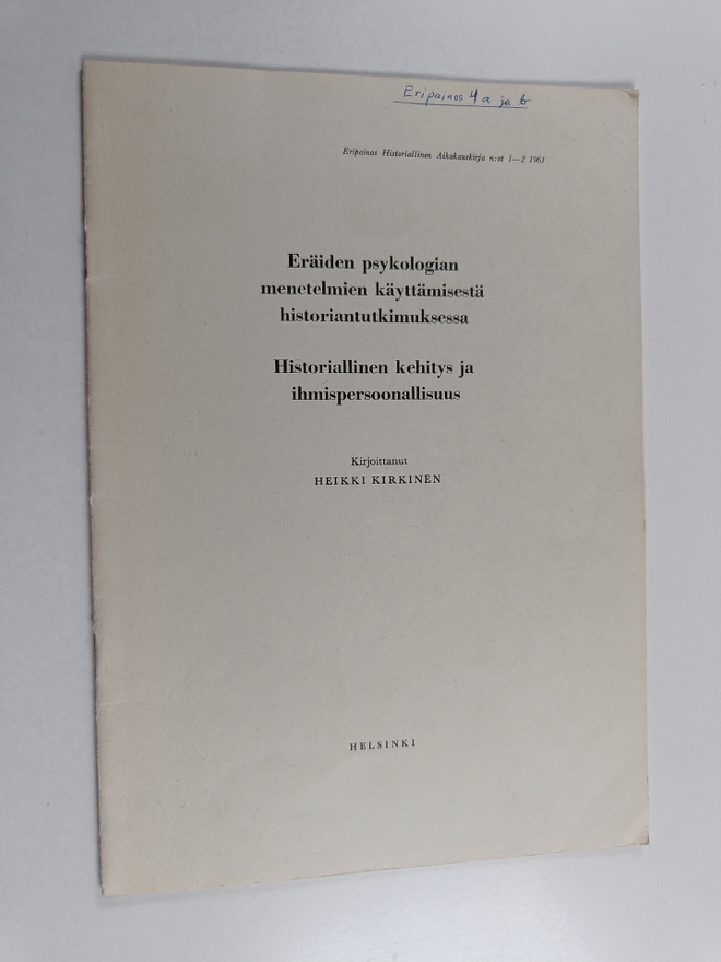 Heikki (toim.) Kirkinen : Eräiden psykologian menetelmien...