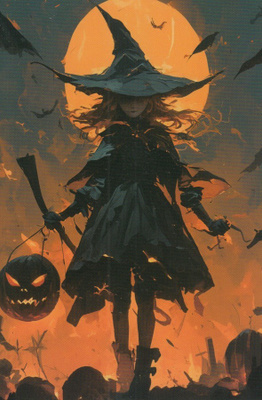 Halloween noita ja täysikuu