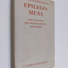 Hermann Friedmann : Epilegomena : zur diagnose des wissen... - pikkukuva 1
